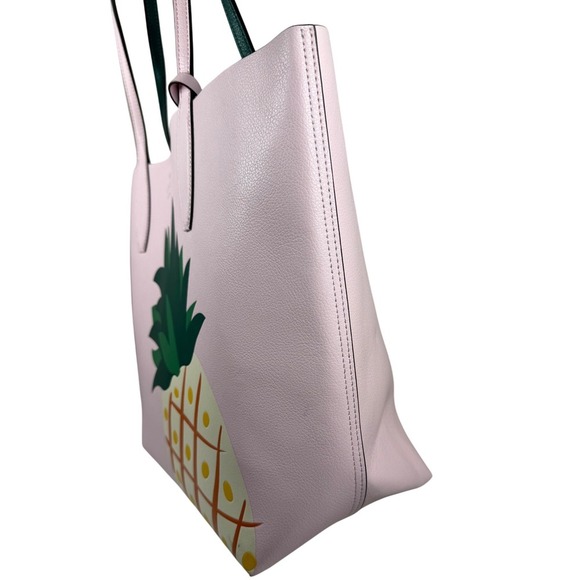 Kate Spade New York Reversible Pineapple Tote Bag, Light Pink/Green, Large Tote - Picture 3 of 11